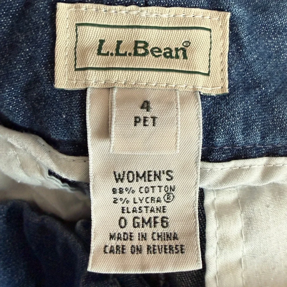 LL Bean Womens 4 Pet Dark Wash Denim A Line Skirt Paneled‎ Stretch 0GMF6